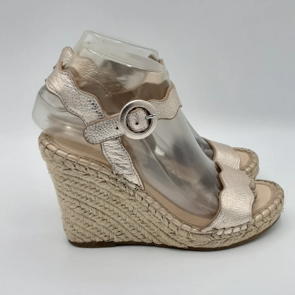 Marc Fisher Kai Metallic Espadrille Wedge Sandals.